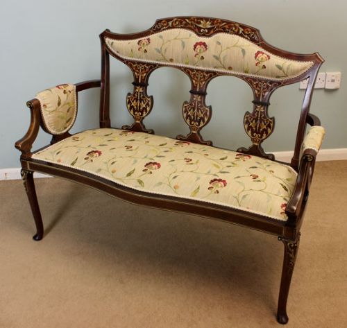 Quality Antique Edwardian Mahogany Inlaid Sofa / Settee