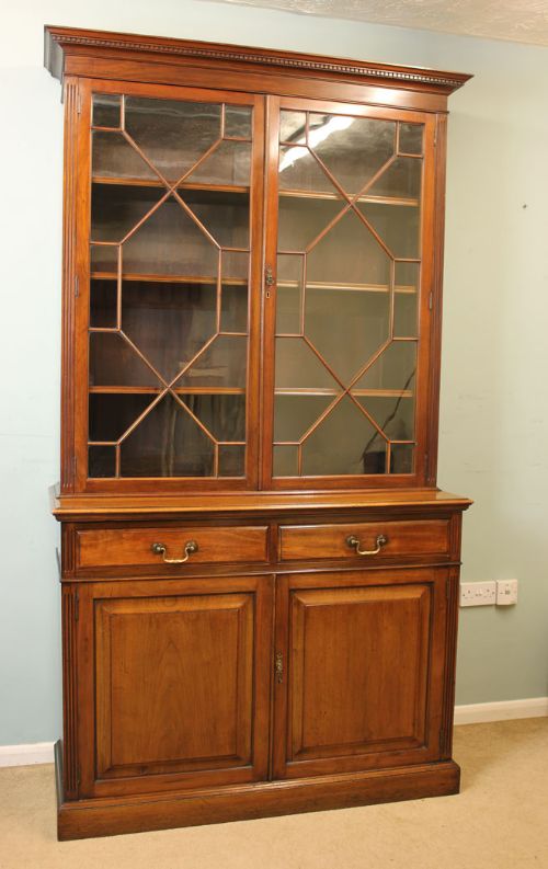 Antique Mahogany Glazed Cupboard Bookcase