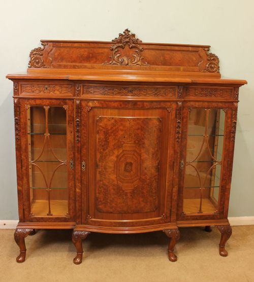 Quality Antique Burr Walnut Sideboard Display Cabinet