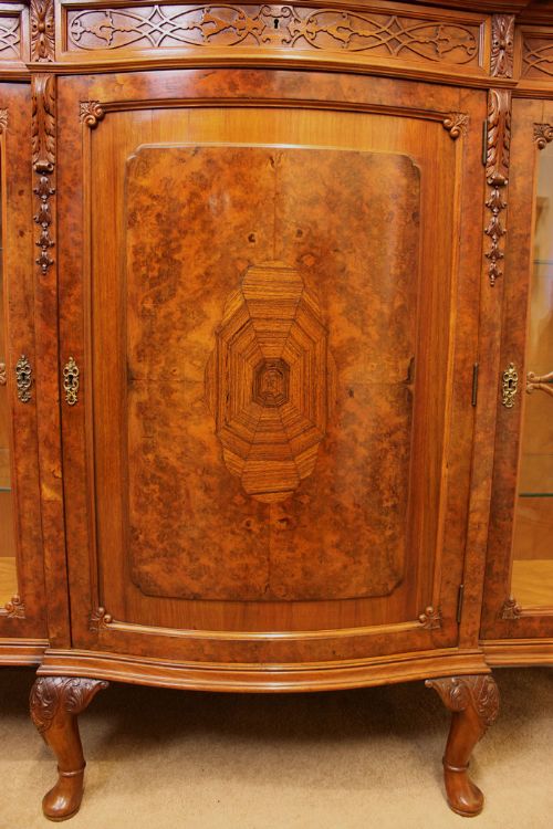 fig 1. Quality Antique Burr Walnut sideboard Display Cabinet
