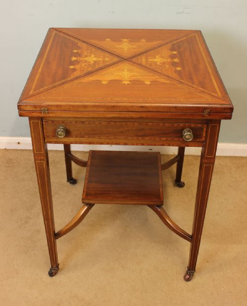 Edwardian Mahogany Inlaid Card Games Table