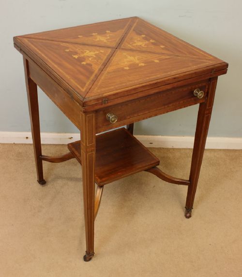 fig 1. Edwardian Mahogany Inlaid Card Games Table