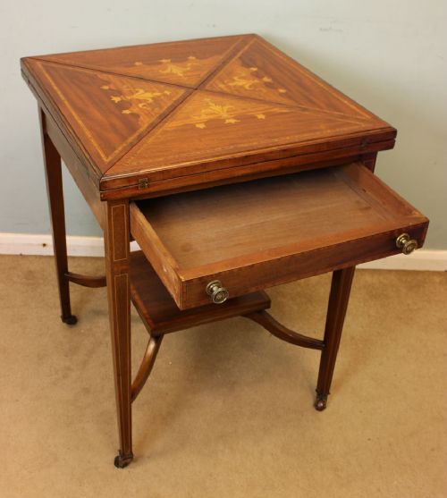 fig 3. Edwardian Mahogany Inlaid Card Games Table