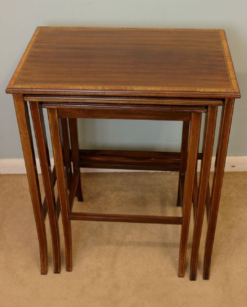 Edwardian Mahogany Inlaid Nest of Tables