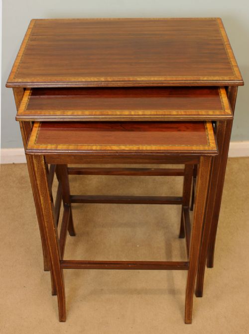 fig 1. Edwardian Mahogany Inlaid Nest of Tables