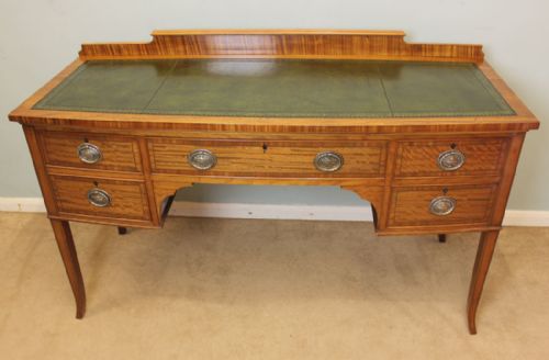 Quality Edwardian Satinwood Writing Desk, Waring & Gillow
