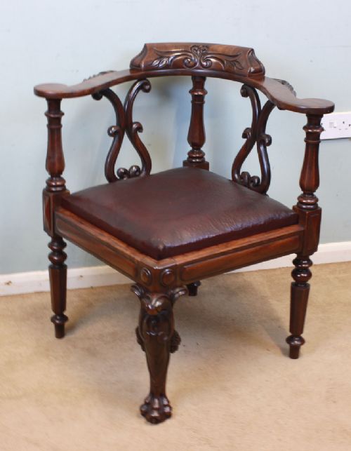 Quality Mahogany Corner Chair / Elbow Armchair