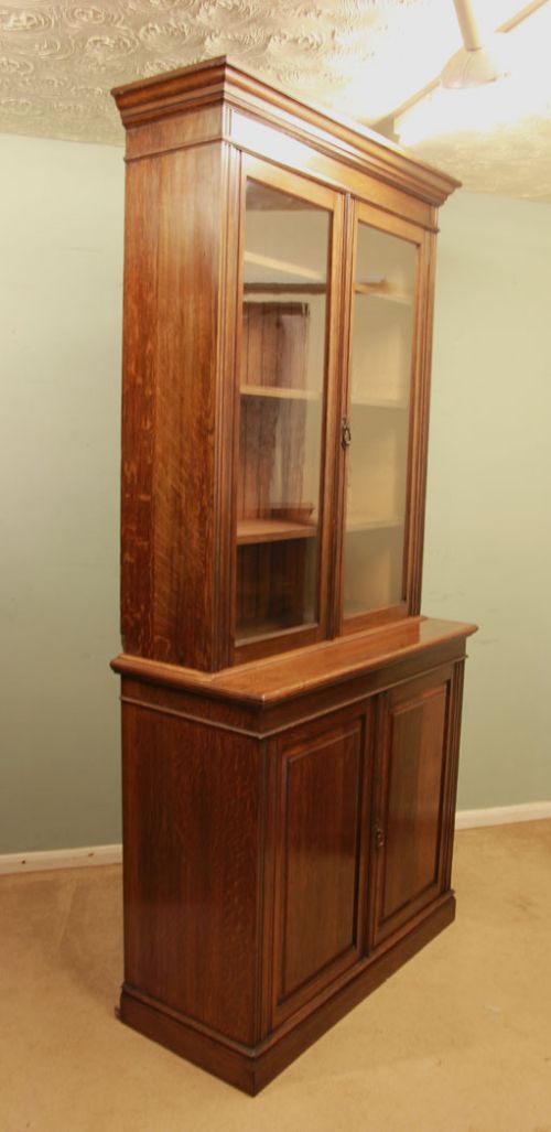 fig 1. Antique Edwardian Oak Cupboard Bookcase