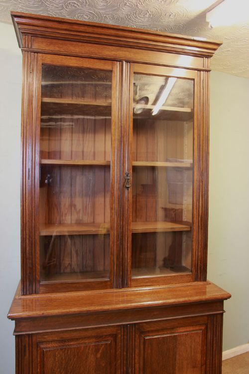 fig 3. Antique Edwardian Oak Cupboard Bookcase