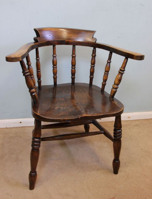 Antique Victorian Smokers Bow Windsor Armchair / Captains Chair