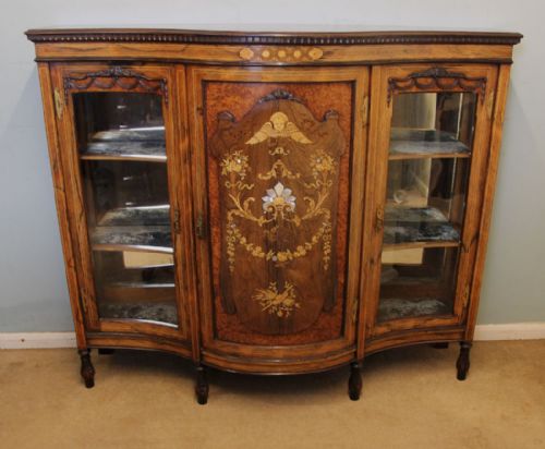Quality Edwardian Rosewood Credenza / Sideboard Display Cabinet