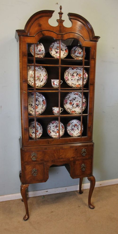 Antique Walnut Bookcase / Display Cabinet