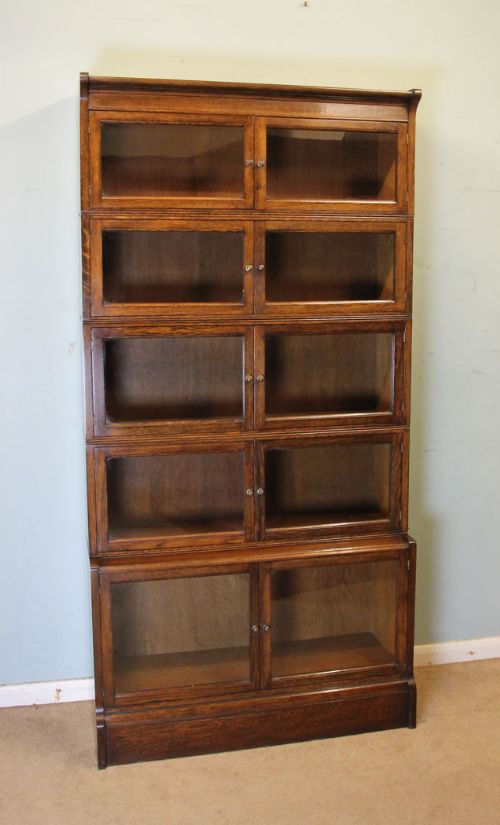 Antique Oak Sectional Stacking Library Globe Wernick Style Bookcase