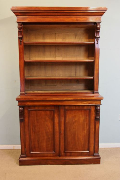 Antique Mahogany Victorian Open Cupboard Bookcase