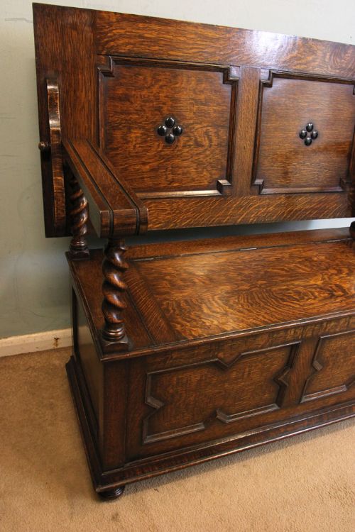 fig 2. Antique Oak Monks Bench Settle