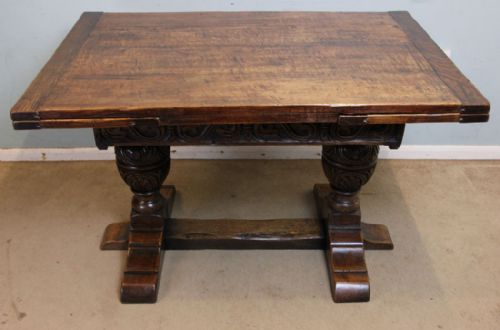 Antique Solid Oak Refectory Draw Leaf Farmhouse Dining Table