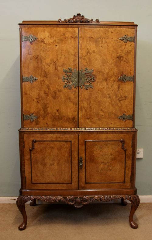 Burr Walnut Cocktail Drinks Cabinet