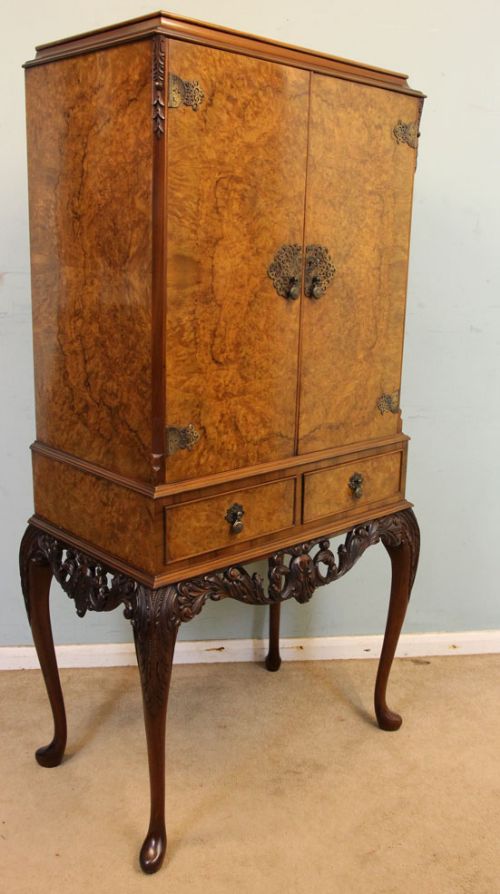 Burr Walnut Cocktail Drinks Cabinet