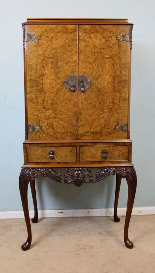 fig 1. Burr Walnut Cocktail Drinks Cabinet