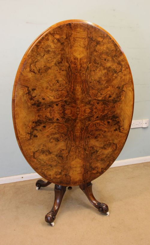 fig 1. Antique Victorian Burr Walnut Oval Table