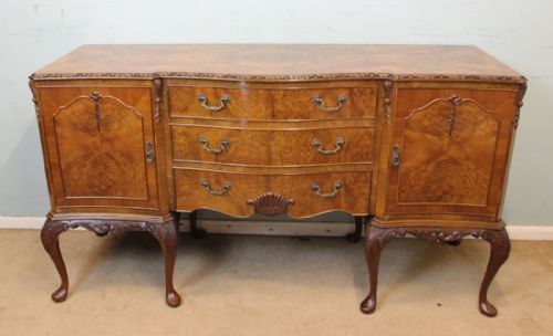 Queen Anne Style Burr Walnut Sideboard