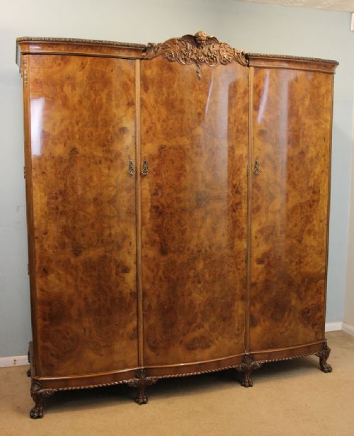Quality Burr Walnut Shaped Wardrobe