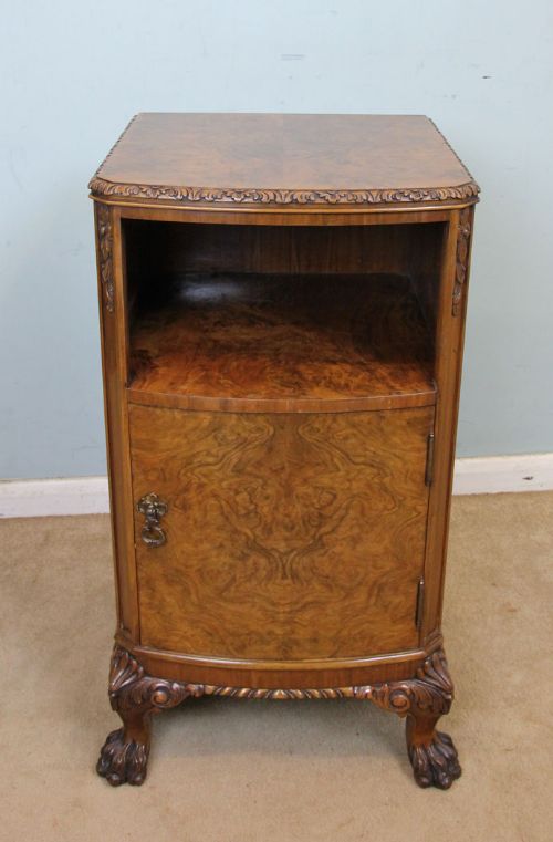 Antique Burr Walnut Side Cabinet, Bedside Table