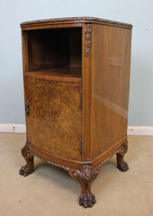 fig 1. Antique Burr Walnut Side Cabinet, Bedside Table