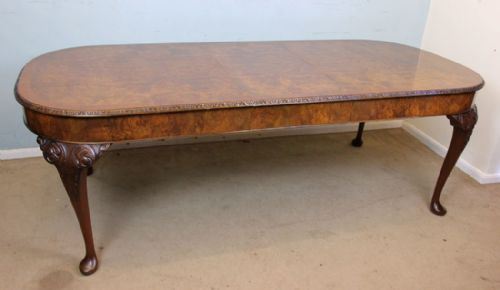 fig 2. Queen Anne Style Burr Walnut Extending Dining Table