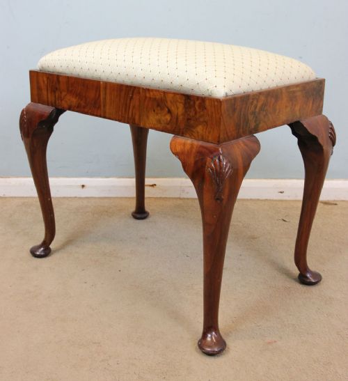 Figured Walnut Dressing Table Stool