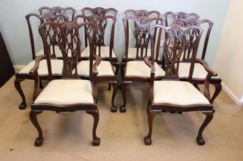 Set Ten Chippendale Style Mahogany Dining Chairs
