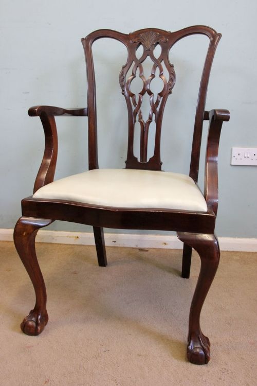 fig 1. Set Ten Chippendale Style Mahogany Dining Chairs