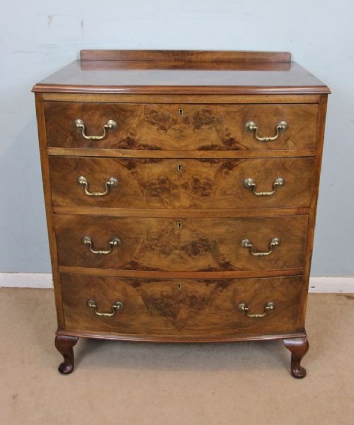 Figured Walnut Bow Front Chest of Drawers