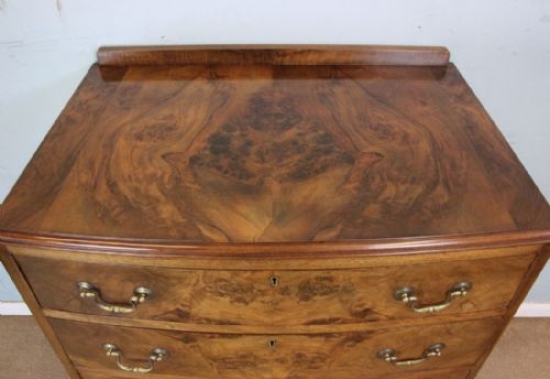 fig 1. Figured Walnut Bow Front Chest of Drawers