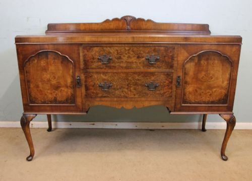 Figured Walnut Sideboard Queen Anne Style