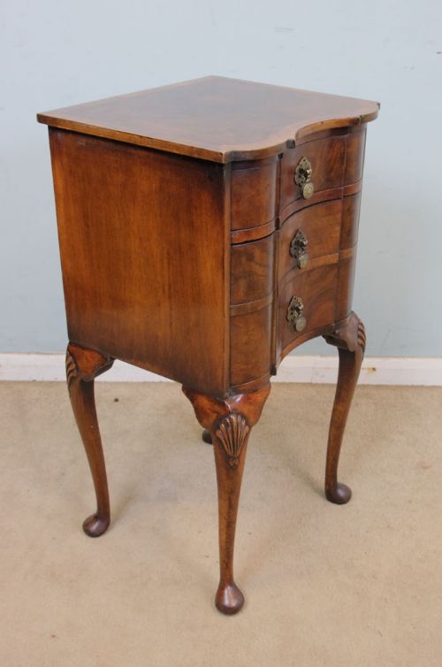 fig 1. Antique Burr Walnut Bedside Table