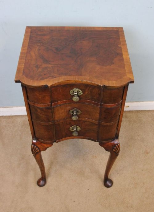fig 2. Antique Burr Walnut Bedside Table