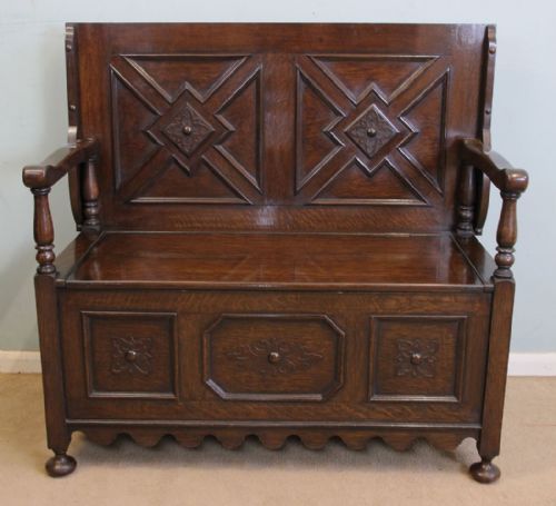 Antique Oak Monks Bench Settle
