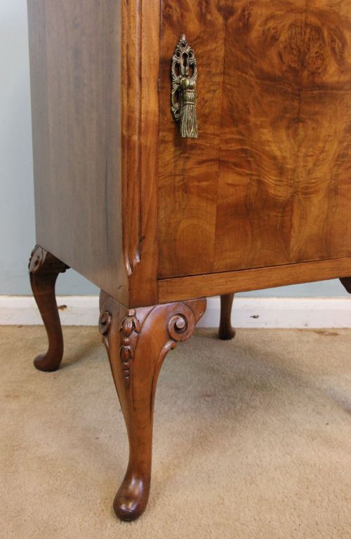 fig 2. Pair Burr Walnut Bedside Chests Cabinets
