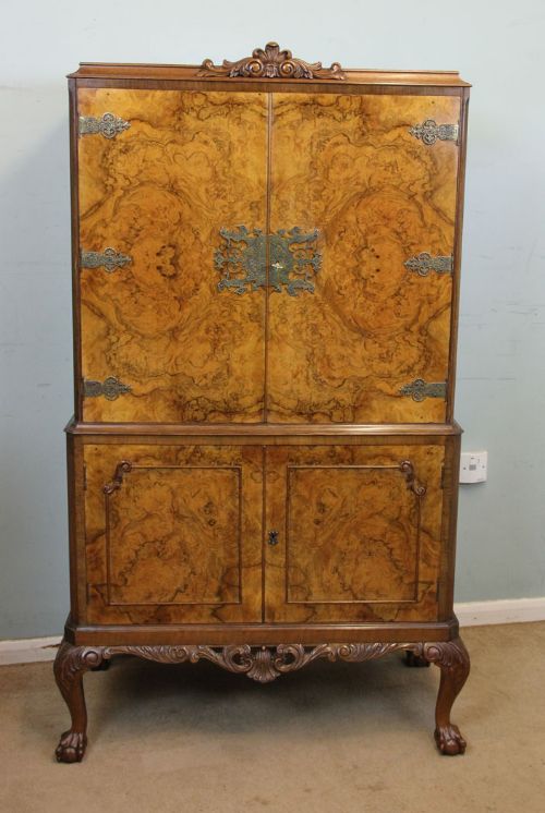 Burr Walnut Cocktail Drinks Cabinet