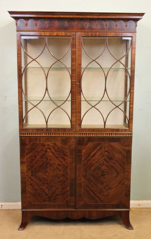 Antique Mahogany Inlaid Display Cabinet