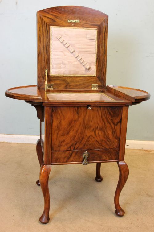 Figured Walnut Sewing Table Work Box
