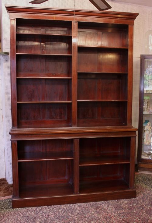 Large Mahogany Library Open Bookcase