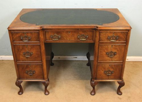 Figured Walnut Leather Top Writing Desk