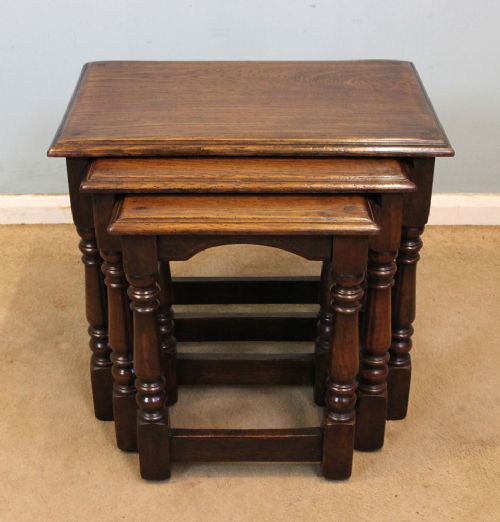 Nest of Three Oak Tables