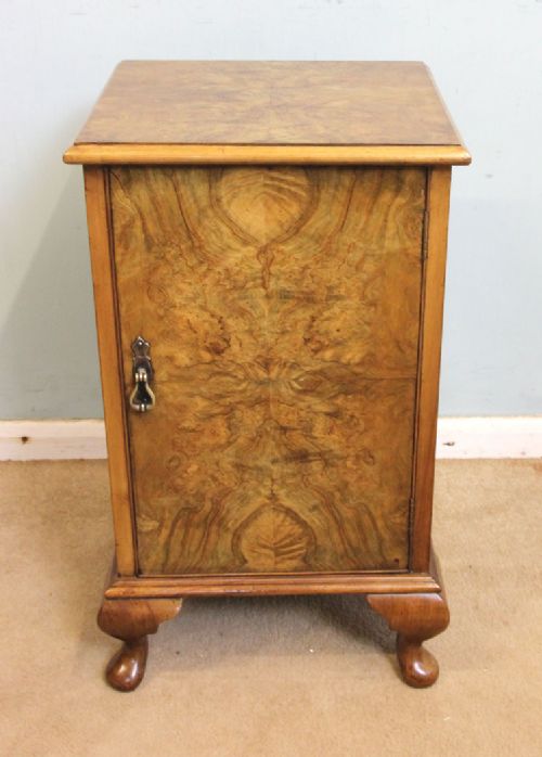 Burr Walnut Side Cabinet Bedside Cupboard