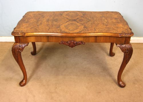 Queen Anne Style Burr Walnut Coffee Table