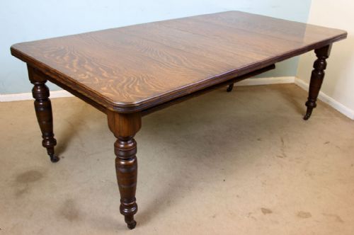 Antique Victorian Oak Extending Farmhouse Dining Table