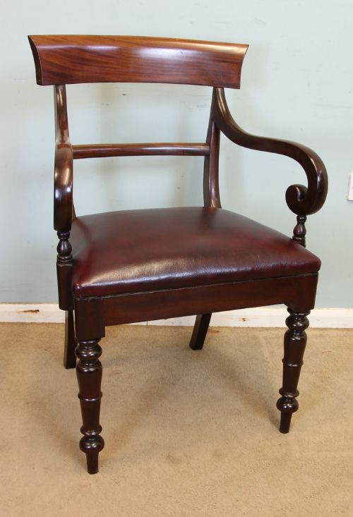 Antique Mahogany Elbow Carver Office Desk Chair