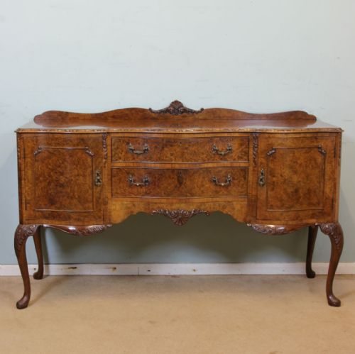 Burr Walnut Queen Anne Style Chiffonier Sideboard Server